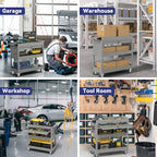 3 Tier Rolling Tool Cart with Drawer, 450 LBS Heavy Duty Utility Cart on Wheels, Service Cart for Garage, Workshop and Warehouse (Gray)