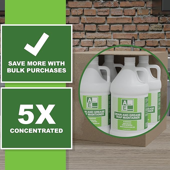 Drain and Grease Trap Maintainer- 1 Gallon (128 Treatments) - Biological Formula - Breaks Down Fats Oils and Grease - Grease Trap Treatment, Drain Deodorizer, Septic, Sewers