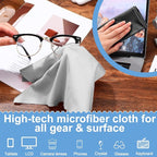 Frienda 12 Pack Large Microfiber Glass Cleaning Cloths 12 x 12 Inch Oversized Sunglasses Cleaning Cloths for Electronics Glasses Screens and Lenses(Blue,Light Gray,Black)