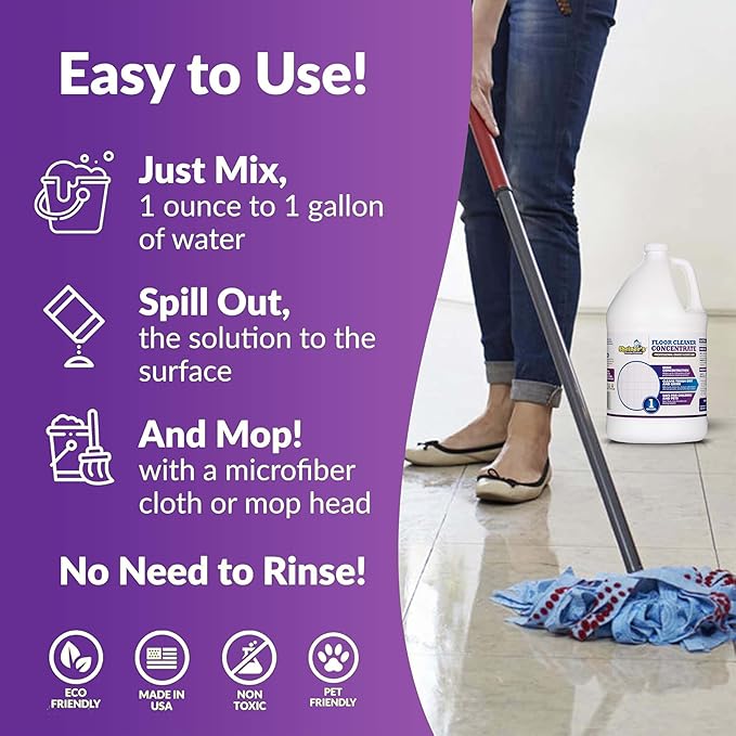 Sheiner's Multi-Surface Cleaner Concentrate, No-Rinse Floor Cleaner & Degreaser for Home, Office & Kitchen, Safe for Kids & Pets, Non-Toxic Lavender Scent All-Purpose Cleaning Supplies, 1-Gallon.