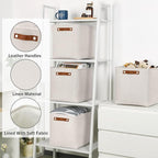 HNZIGE Foldable Cube Storage Bin(4 Pack ) Storage Baskets for Shelves, Closet,12x12 Storage Cube Bins Baskets for Cube Organizer, Fabric Storage Cubes for Storage Home Organization(Cream)