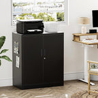 Metal Storage Cabinet 36" H,Steel Locking Cabinet with 2 Lockable Doors and 2 Adjustable Shelves Easy to Assemble for Home Office, Garage,School, Apartment, Warehouse, Utility Room,Black