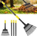 Garden Rake for Leaves, 65 inch Long Rake, 11 Tines Small Narrow Rake, Heavy Duty Metal Leaf Rakes with Adjustable Steel Handle for Lawns Yard Flower Bed Grass Mulch Shrub Camping Gardening