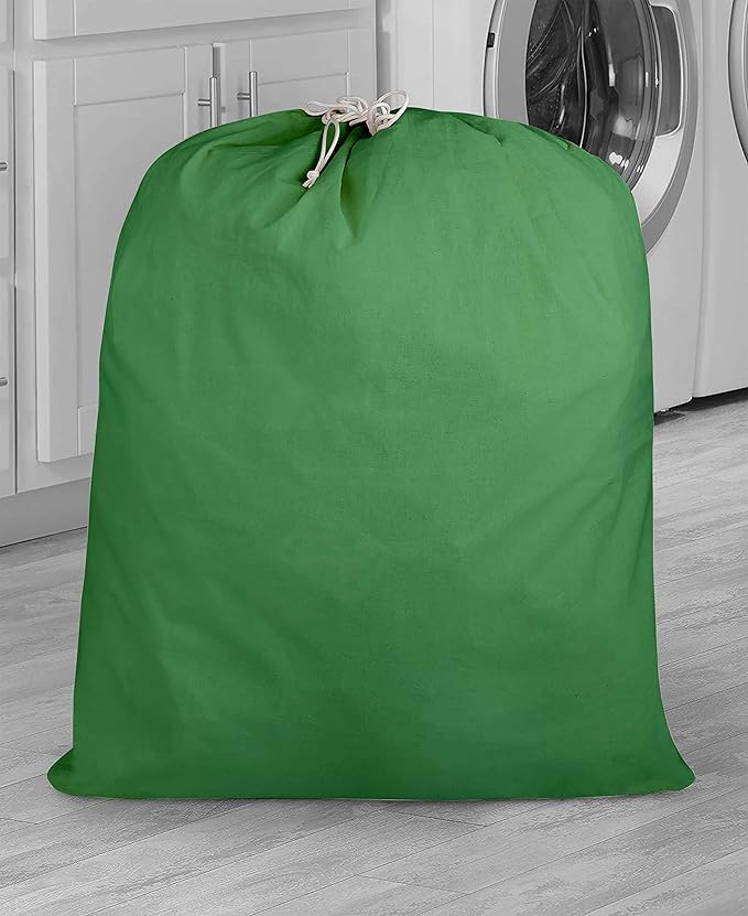 Urban Villa Laundry Bag Canvas|Dirty Clothes Travel Laundry Bag|Machine Washable|Reusable College Hostel Hamper Liner Bag for Garments Delicates Drawstring Closure 1 Pack Green Color|Size 28X36 Inches