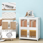 Large Stackable Storage Bins with 2 Lids, 660QT-110QT*6Tier Foldable Cabinet for Closet Organizers, Plastic Storage Containers Box with Wheels