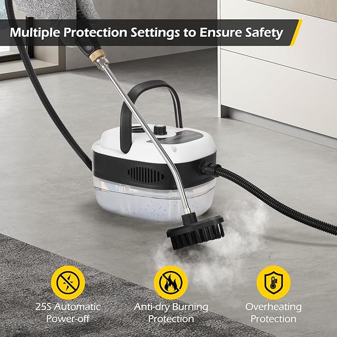 Dyna-Living Steam Cleaner 2500W Car Steamer for Auto Detailing Handheld Steamer Cleaner for Home, High Pressure Steam Cleaner with 1L Water Tank Portable Steamer for Cleaning Kitchen Hood Use