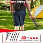 Adjustable Garden Leaf Rake for Lawns - Heavy Duty Metal With 18 Clog-Free Tines, 9"-17" Collapsible Head, 75 in Long Handle - Yard Tools for Gardening, Camping, Fast Cleanup