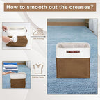 13x13 Cube Storage Bins, Collapsible Fabric Storage Box, 4 Pack Closet Baskets with Handles for Organizing, Shelf, Toys, Clothes, Home, Office, Nursery (Brown&White)