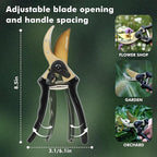 RESTMO 8.6" Professional Pruning Shears, Premium Titanium SKS5 Steel Blade for Long-Lasting Sharpness, Forged Aluminum Handles for Durability, Bypass Pruners for Gardening, Clippers & Scissor Tool