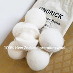 KINGRICK Wool Dryer Balls, XL, 6 Balls, White, Diameter 2.96", 100% New Zealand Premium Wool, Natural Drying Aid, Reduces Drying Time, Reduces Static Electricity and Softens Clothing