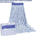 Matthew Cleaning Looped-Open Cotton Wet Mop 1.25'' Universal Headband Heavy Duty Commercial Mop Head Replacement for Indoor&Outdoor Use,Grease Stain Floor Cleaning String Mop Head Refills Pack of 24