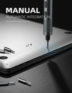 Mini Electric Screwdriver Set, 37 Self-Magnetic Bits, Dual Mode Electric/Manual, 3.7V Rechargeable, Max 3 N.m Torque, Clip Storage Case, Repair Tool for Phone Laptop Camera Watch Computer- Grey