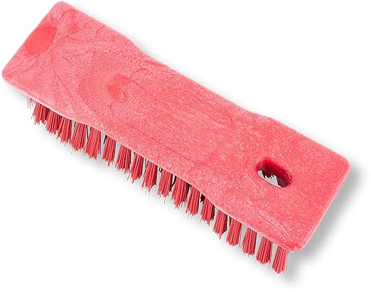 SPARTA Comfort Grip Scrub Brush Hand Brush for Bathroom, Kitchens, Countertop, Plastic, 8 Inches, Red