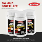 Roebic FRK Foaming Tree Root Killer, Chemical Septic System, Drain Field and Sewer Line Pipe Clog Remover and Root Destroyer, Safe for Bathroom Toilet, White Granules, 1 lb (Pack of 3)
