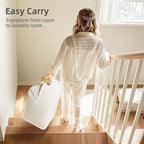 STORAGE MANIAC Large Laundry Hamper, 80L (21.1 Gal) Collapsible Laundry Basket with Bamboo Handles, Freestanding Waterproof Clothes Hamper for Laundry Room, Bedroom, Dorm, Towels, Toys, Beige