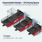 2 Tier Large Dish Drying Rack, Expandable Dish Rack for Kitchen Counter, Dish Drainer with Drainboard Set, Multifunctional Dishrack with Utensil Holder & Cup Holder, 13.4"-28.7" L x 11.8" W