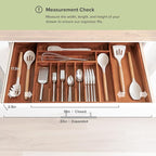 Premium Silverware, Flatware and Utensil Organizer for Kitchen Drawers, Food-Safe Contract Grade, Expandable from 18 to 33 In, Natural Acacia
