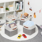 HNZIGE Fabric Cube Storage Baskets Bins Cube Baskets 11x11, Set of 4, Foldable Storage Cube Bin Baskets for Shelves with Handles, Bins for Cube Organizer Home Toy Nursery Closet Bedroom(White Gray)