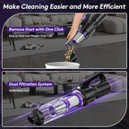Car Vacuum Portable Cordless, 20000Pa Mini Vacuum Cleaner & Air Duster, 130W Brushless Motor Handheld Vacuum Cordless with LED Light, 7800mAh Battery, Multi-Nozzles for Car, Office, Home, Pet