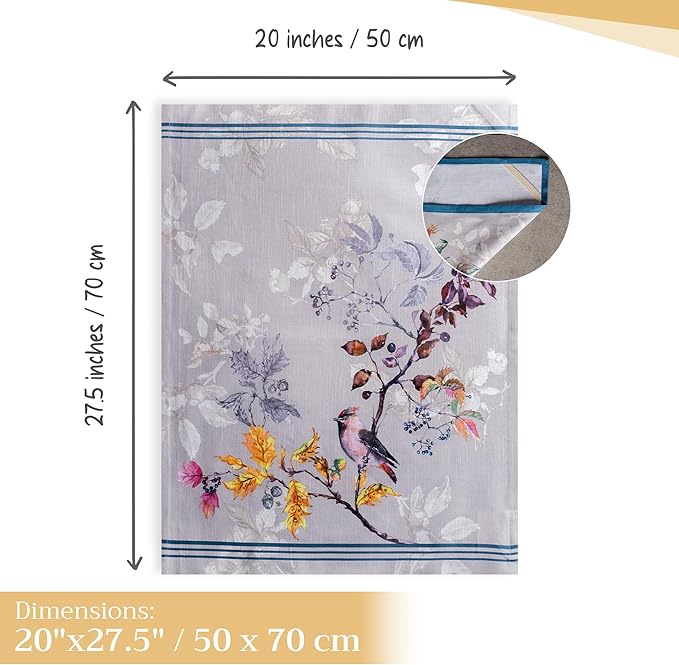 Maison d' Hermine Kitchen Towels Set of 3 100% Cotton 27.50" x 20" Reusable Cloth Tea Dish Towels Absorbent with Hanging Loop for Kitchen, Home, Dining, Cocktail Parties (Equinoxe - Grey)