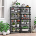 VASMIA 6-Tier Bamboo Shelf,Bamboo Storage Shelving Unit,Tall Bookcase with Adjustable Shelves,Multipurpose Storage Display Shelf for Bathroom, Living Room, Balcony, Kitchen,Black