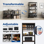 HOMEDANT House 5-Tier Metal Rolling Cart Shelf Rack Casters Heavy Duty Laminated Wheel Shelving Unit Adjustable Utility Storage Shelves Organizer Shelf Kitchen Garage 36.2" W x 16.5" D x 69.5" H 1Pack