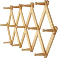 Dseap Accordian Wall Hanger: 16” High Wooden Wall Expandable Coat Rack, Hat Rack Holder, Accordion Hook for Baseball Caps, Coats, Mugs, 13 Peg Hooks, Natural