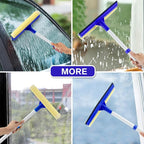 15.9" Window Squeegee for Car,2 in 1 Squeegee Window Cleaner with Long Stainless Steel Handle,Sponge Car Window Squeegee for Gas Station, Glass,Shower (Iron Pole)