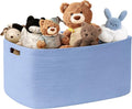 72L Large Baby Girls Laundry Basket for Nursery Storage,Cute Woven cotton Rope Baskets for Kids Toy，Gifts, Boho Square Wicker Blanket hamper for Living Room,Bedroom Dirty Clothes,Blue Purple