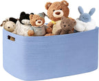 72L Large Baby Girls Laundry Basket for Nursery Storage,Cute Woven cotton Rope Baskets for Kids Toy，Gifts, Boho Square Wicker Blanket hamper for Living Room,Bedroom Dirty Clothes,Blue Purple