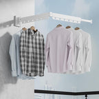 Clothes Drying Rack, Retractable and Foldable Laundry Drying Rack Wall Mount for Indoor, Space Saver Clothes Hanging Rack for Laundry Room, Balcony, Closet, Bedroom(Double-Fold),White