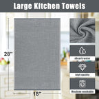 Homaxy Premium Kitchen Towels(18”x 28”, 12 Pack), Large Cotton Kitchen Hand Towels, Flat and Terry Dish Towels, 380 GSM Highly Absorbent Tea Towel Set with Hanging Loop, Multicolor