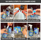 Genie Sheets Glass & Mirror Cleaner | Concentrate Makes 6 24oz Refills | Professional-Strength | Just Add Water | Sustainable Eco-Friendly Plant-Based Solution | 6 Sheets