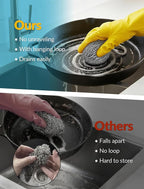 NiHome 10-Pack Steel Wool Scrubbers for Kitchen Cleaning, Stainless Steel Scourers with Hanging String, Reusable Rust-Resistant Scrubbers for Pots, Pans, Grill Racks, Sinks, Cast Iron