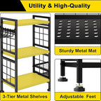 GIOTORENT 6 Tier Garden Tool Organizer, Garage Storage and Organization, Metal Yard Tools Storage Rack, Heavy Duty Garden Tool Organizer for Garage, Yard, Patio, Shed, Indoors and Outdoors, Black