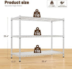 3- Shelf Metal Shelving Unit 35.6Wx14Dx36H,Adjustable Storage Shelves Heavy Duty Garage Steel Shelving for Office,Wire Rack Small Shelf for Kitchen Shelves Laundry Bathroom Pantry Closet,Chrome