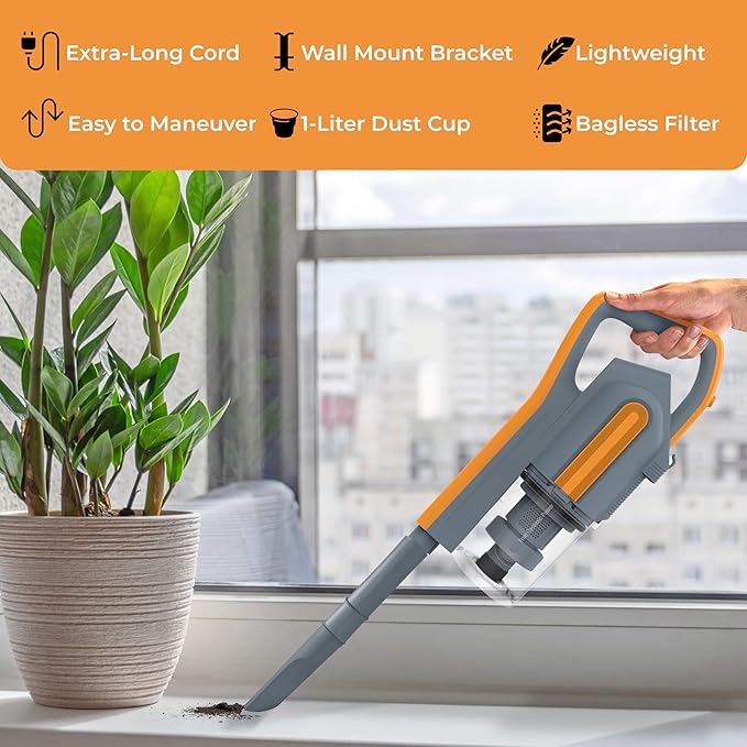 Koblenz Atlas Stick Vac 3-in-1 Cyclonic Vacuum Cleaner, HEPA Filtration, 600W Motor, 1 L Dust Cup, Long Corded Stick Vacuum, for All Surfaces, SVK-160