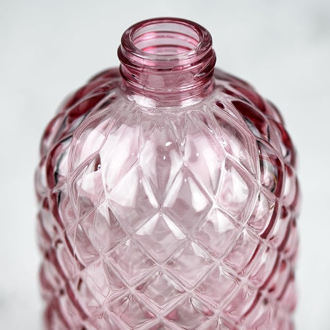 Bathroom & Kitchen Glass Hand and Dish Soap Dispenser with 304 Rustproof Stainless Steel Pump (Pink-2pack)