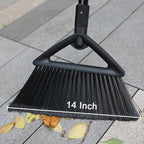 2PCS Heavy Duty Angle Broom, Long Pole Brooms for Indoor, Outdoor Sweeping, Kitchen to Courtyard, Black