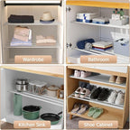 VanlonPro Expandable Closet Shelf Wall-Mounted Metal Storage Rack Adjustable Closet Rod DIY Divider Separator Space Saving for Cabinet Wardrobe Cupboard Kitchen Pantry Cupboard, 45.8-56.5 Inches