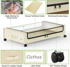 Molutsody Under Bed Storage with Wheels, 4-Pack UnderBed Storage Containers with Clear Lids, Under Bed Shoe Storage Organizer, Rolling Under Bed Storage for Clothes Shoes Blankets (Beige)