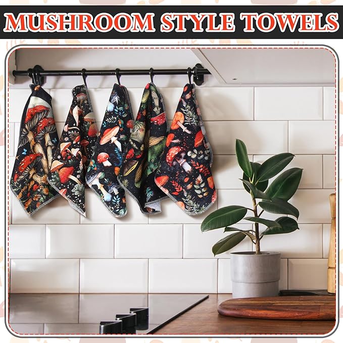 36 Count Reusable Cleaning Cloths Washable Cotton Kitchen Towels for Home(Mushroom Style,Stylish Color)