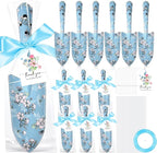 Capoda 12 Sets Floral Garden Shovels Bulk Gardening Gift for Women Mini Garden Tools Heavy Duty Floral Hand Trowels Thank You Cards with Gift Bags for Mom Birthday Teacher Employee (Blue,Bright)