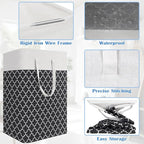 BlissTotes 3-Pack Laundry Basket, Freestanding＆Waterproof Laundry Hamper, Collapsible Tall Clothes Hamper with Easy Carry Handles for Clothes, Towels in the Family and Dorm,Clover Black,100L