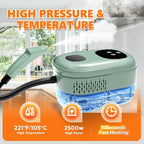 Steam Cleaner Handheld, 2500W High Pressure Steamer for Cleaning, Multi-Purpose Steamer for Home Use with 1.1L Water Tank, Car Steamer, Portable steamer for Kitchen, Furniture, Grout, Tile (Green)