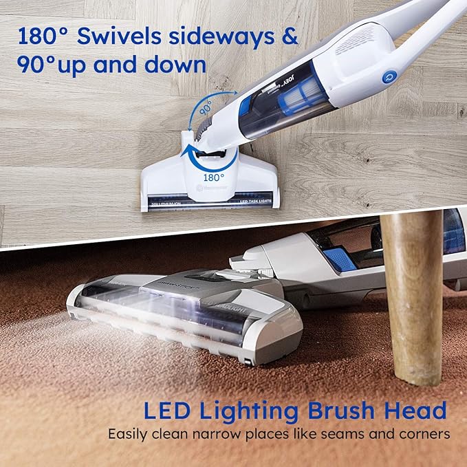 Vacmaster VSD1801 Cordless Handheld & Stick Vacuum Cleaner 2 in 1, Rechargeable Li-ion Battery Powerful Lightweight for Hardwood Floor, Carpet and Pet Hair White