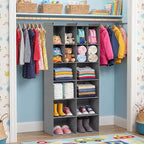 Ofiray-home 6 Tier Hanging Closet Organizer, 16 Compartments Sweater Organizer for Closet with 3 Sturdy Hooks, Closet Organizers and Storage, Wardrobe, Rv, Garment Rack, Grey