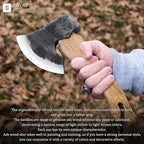 Tivoli 9-inch Small Hatchet Axe for Camping, Small Wood Hatchet Hand Axe, Hand Forged Carbon Steel Short Camp Axe for Chopping Wood, Ash Wood Handle, Retro Sheath