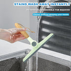 Small Squeegee Silicone Squeegee with Wood Handle Household Cleaner for Mirror Window Car Windshield Shower Door Countertop (Green Wood Handle)