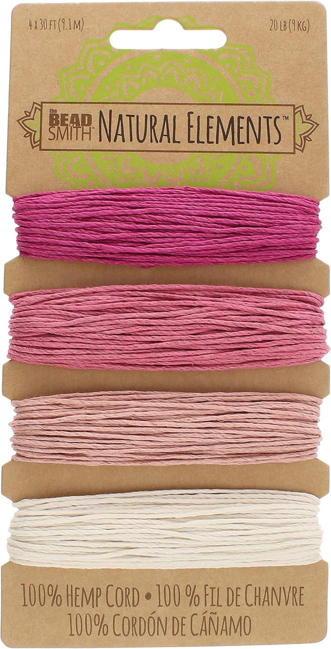 The Beadsmith 100% Hemp Cord – Ruby Colors – 1mm, 30 Foot Spool, 20LB Test Strength – Twine for Jewelry Making, Macrame, Paper Crafts, Gardening, Scrapbooking, Home Décor, DIY String Art & More